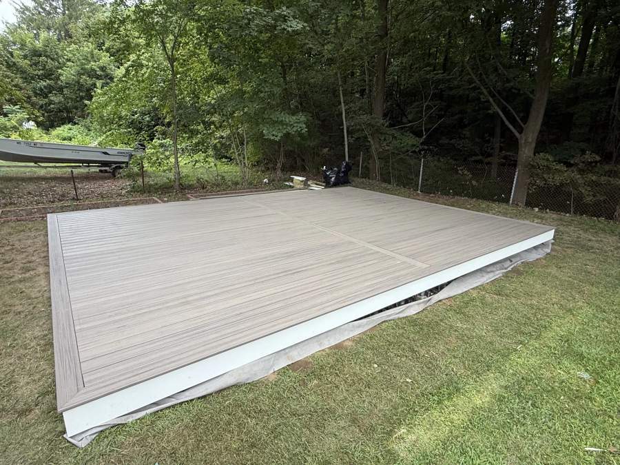 Completed ground-level composite platform deck on the South Shore by CB Builders Corp.